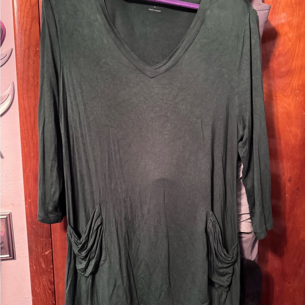 LOGO by Lori Goldstein Deep Green Tunic Top